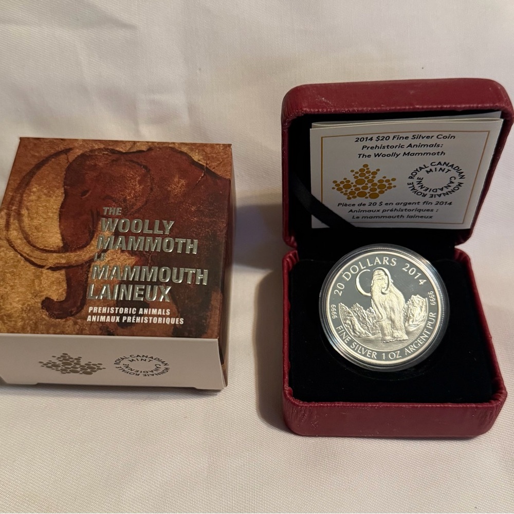 2014 $20 Prehistoric Animal: Woolly Mammoth Pure Silver Coin w/Box & COA
